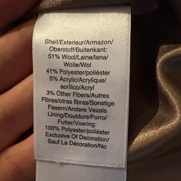 DKNY Women's Checkered wool coat - Brown and Gray - Picture 9 of 10